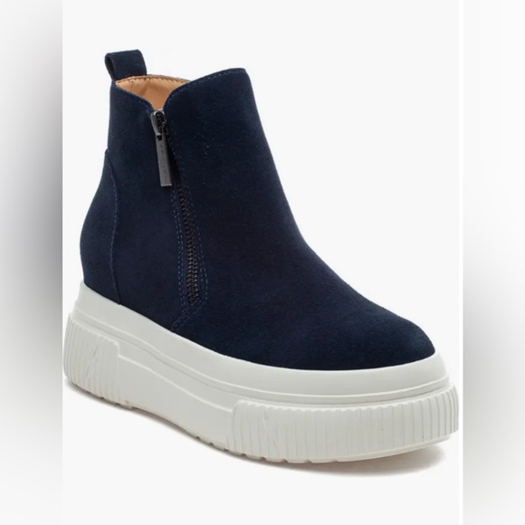 J/Slides Wyona WP Navy Suede Hidden Wedge Sneaker Waterproof 6 1/2M NIB - Picture 4 of 11